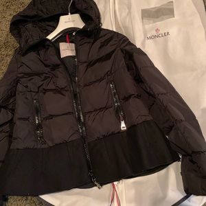 Moncler Nesea black peplum jacket coat sz 0